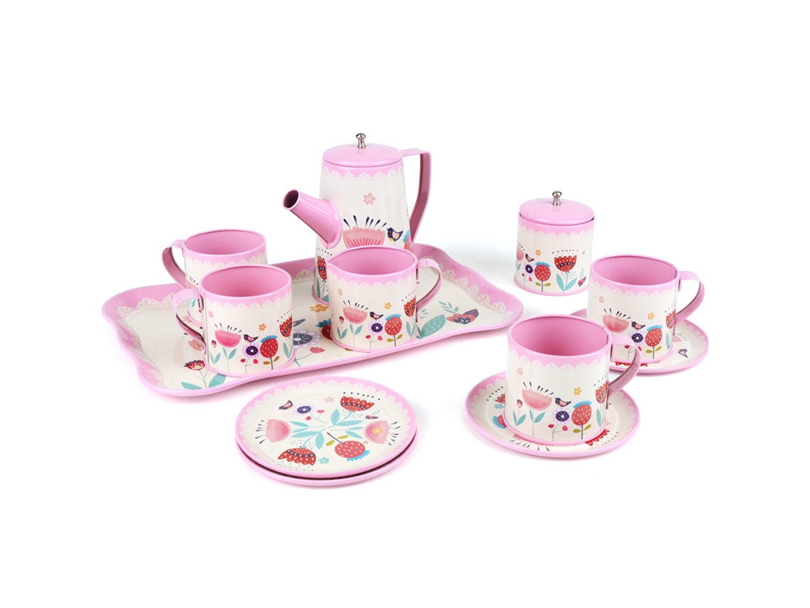 -set De Té Para Niñas En Lata Rosa Juego De Taza Tetera Plato Plato Princess Juguetes Regalos