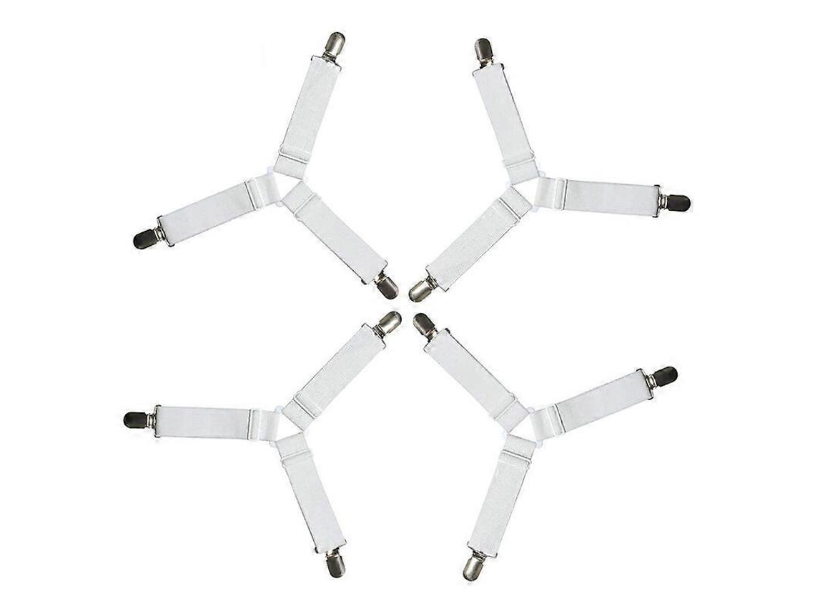 Rebe-4 Piezas Tensores De Hoja De Cama Triangulares Ajustables, Para Todas Las Camas Y Colchones, Blancos - Lionknight