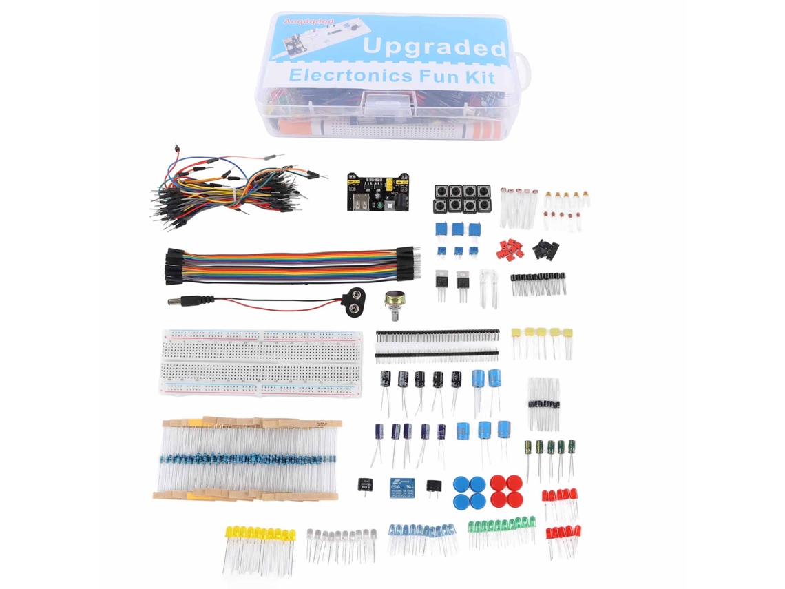 Kit De Componentes Electrónicos Inicial Con Protoboard 830 Puntos Resistencias Condensadores Diodos Módulo Para R3