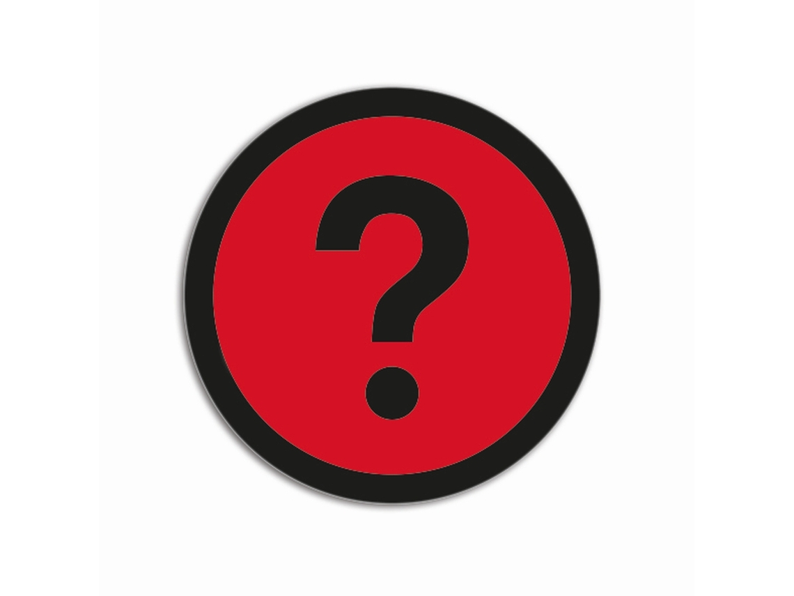 Imanes de impresión - Signo de interrogación rojo - Ø 50 mm - Juego de 5 piezas