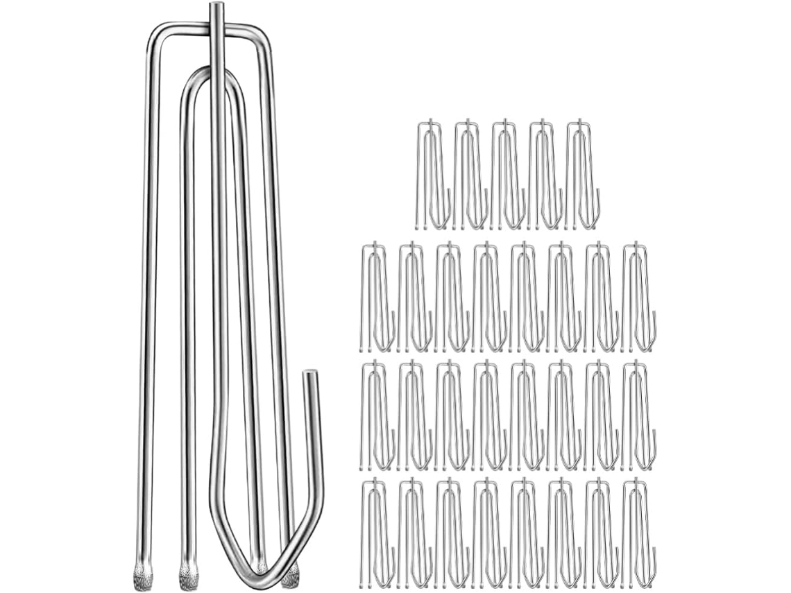 Ganchos metálicos de acero inoxidable duraderos con 4 puntas para cortinas plisadas, sin rebabas, ideales para baños y vayotoy.