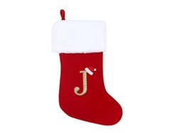 Calcetín Navideño De Felpa Rústica Supersuave Personalizado Con Letra De 20 Pulgadas.