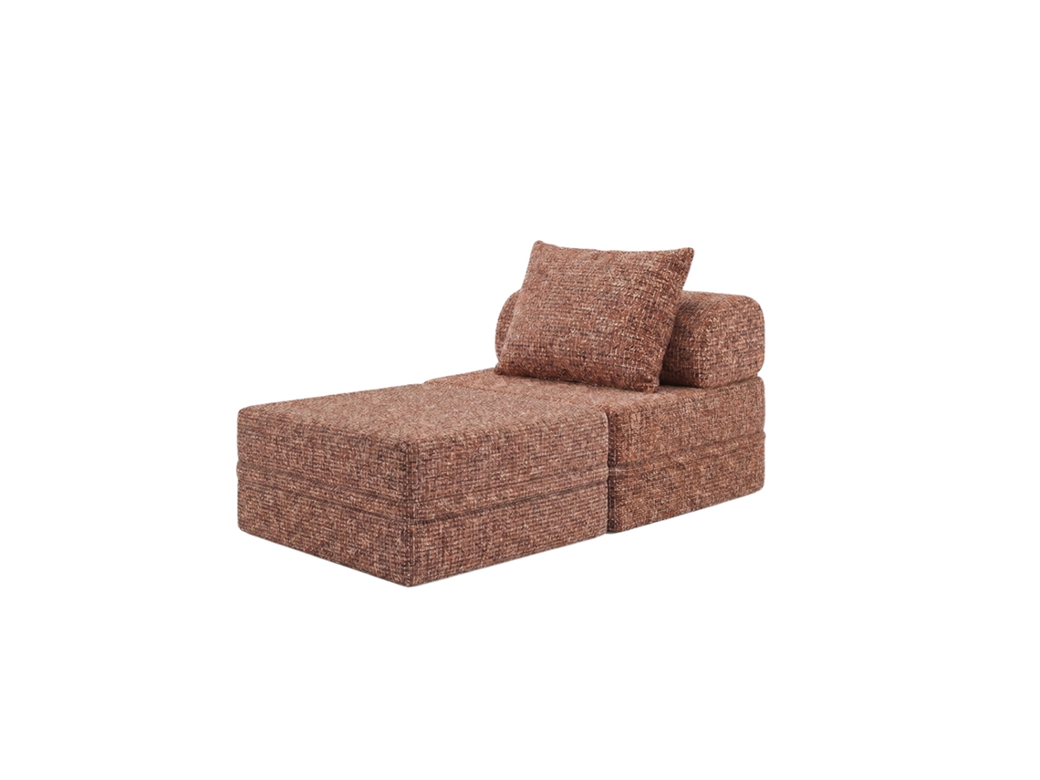 Sofá Modular 1 Lugar+ Puff Convertible Tweed Terracota