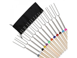 Rebe - Brochetas extensibles de acero inoxidable para barbacoas, acampadas y parrilladas, juego de 8 piezas.