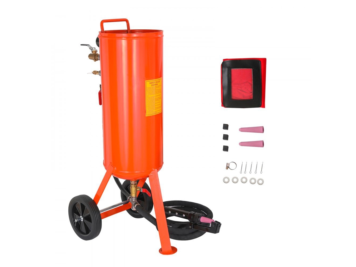 Kit De Arenado Portátil A Aire 37 L Con Presión 60–110 Psi Y Ruedas