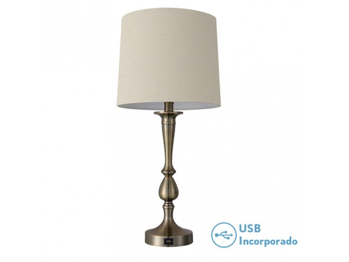 Fab 130871014 | Mesa de cuero Khalifa 1xe27 605x28x28 cm con puerto USB Fabrilamp