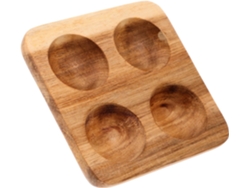 Bandeja Cuadrada Madera Marrón Huevos 4 Compartimentos Divisor Versátil Almacenamiento Cocina Comedor