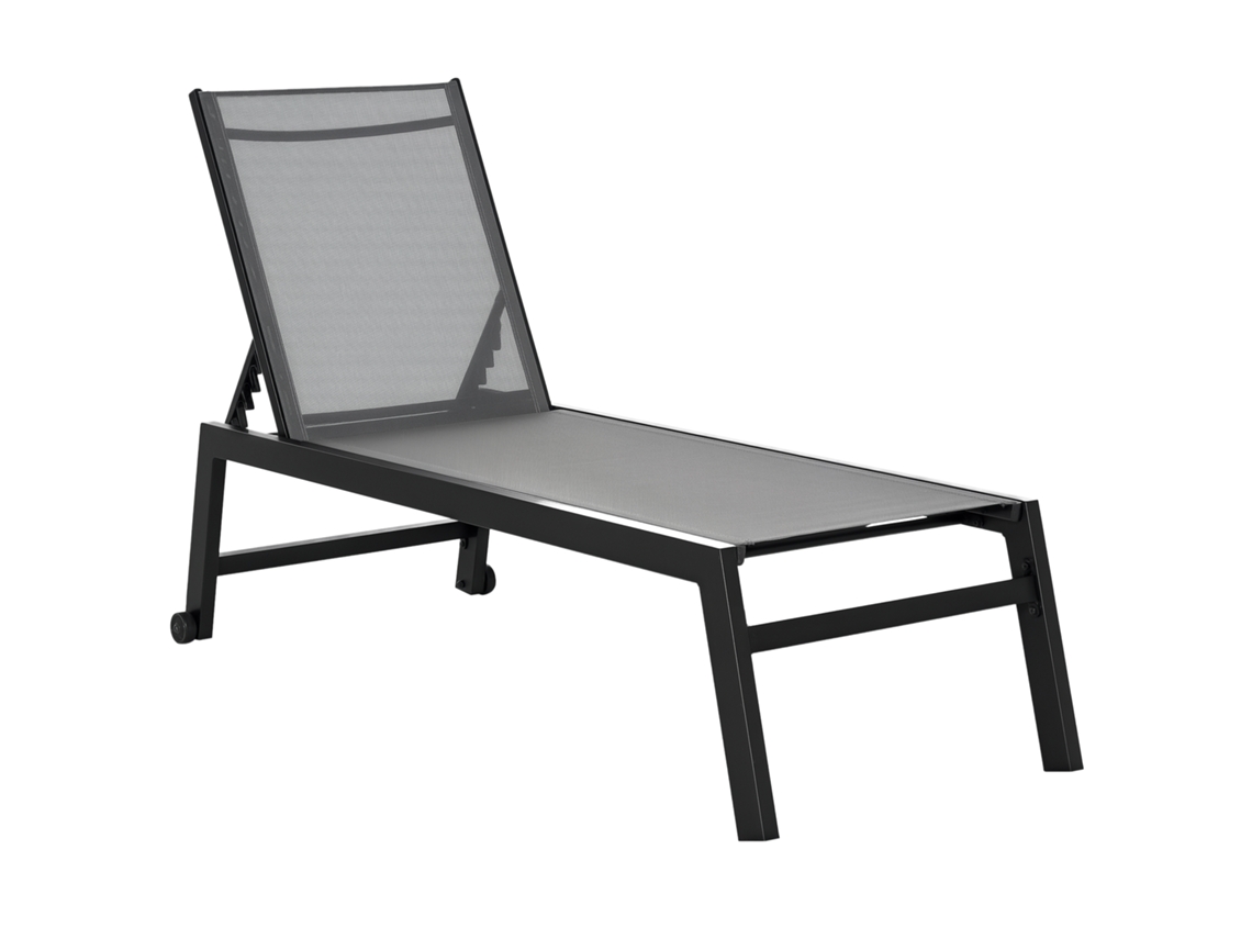 Tumbona Aluminio Jardín, 169x65x102cm, Gris+negro