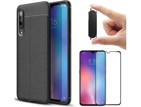 Kit Funda, Protector y Soporte Xiaomi Mi 9 Rugged Leather Gris