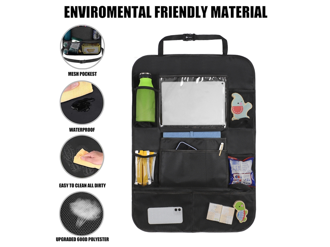 Paquete De 2 Alfombrillas Organizadoras Para El Asiento Trasero Del Coche Con Bolsa Para Tablet, Fáciles De Limpiar.