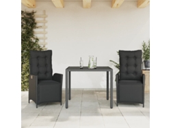 Conjunto de comedor de jardín de 3 piezas DKD Home Decor con cojines de mimbre negros