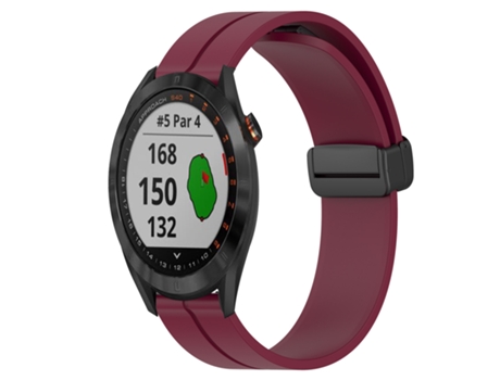Correa de reloj inteligente para Garmin Approach S40 Correa de reloj de silicona de 20 mm con cierre magnético Color sólido (rojo vino)