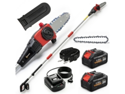 Motosserra Elétrica Extensível 1.94-2.56 M Com 2 Baterias De 4.0 Ah. Carregador Duplo Bloqueio E Lubrificação Automática