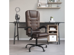 Silla de oficina reclinable masaje cuero sintético marrón
