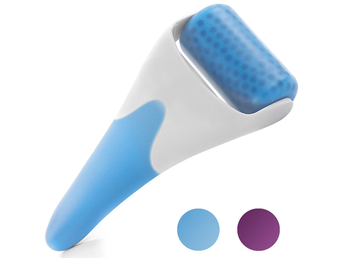 Rodillo de hielo facial para tratamiento refrescante | Ilumina la piel, reduce arrugas y la hinchazón de los ojos | Alivio de la migraña y el dolor (azul/violeta)