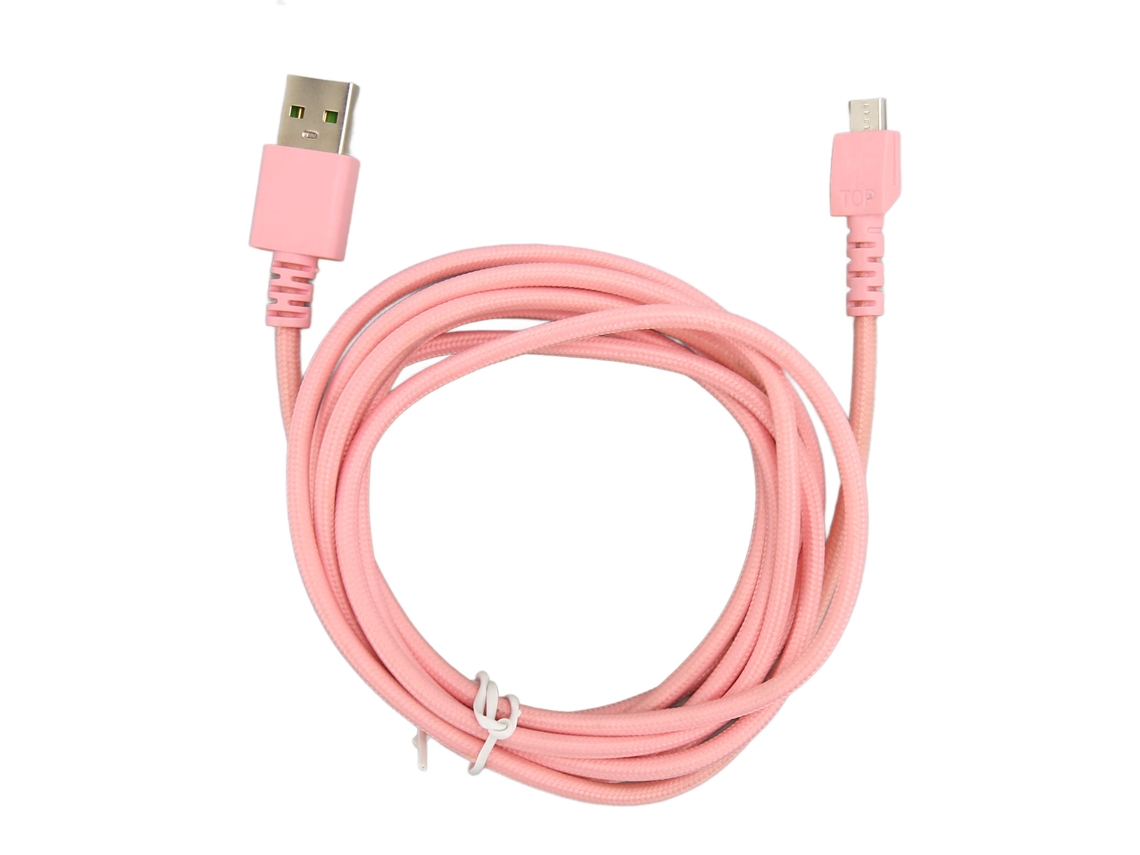 Cable De Carga Usb Para Ratón De Tela Para Razer Naga Pro Deathadder V2 Pro Basilisk 2m Rosa