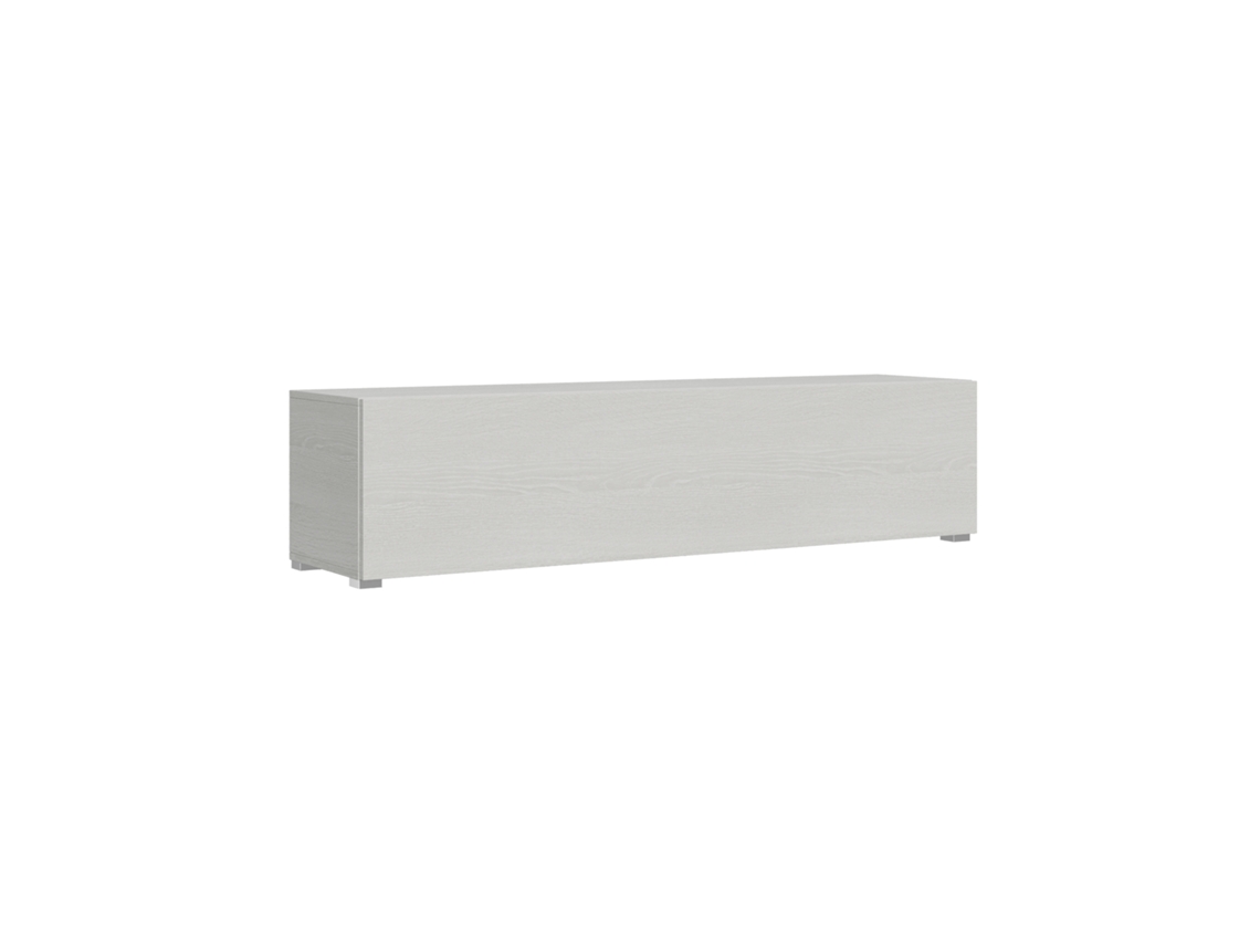 Base de TV plegable con prensaestopas, ancho 173.6 pulgadas, alto 40 pulgadas, profundidad 39.2 pulgadas, con patas en gris y blanco Itamoby