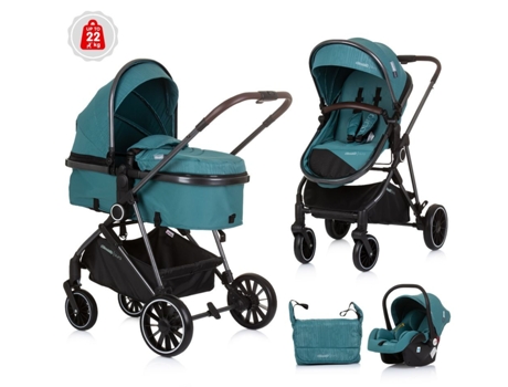 Carrito de Bebé Trio Convertible AURA hasta 22 kg teal CHIPOLINO