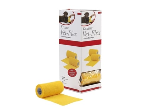 Bandagem Flexível Vet-Flex para Animais 10 MX 4 5 Cm Caixa de 10 Rolos Amarelo KRUUSE