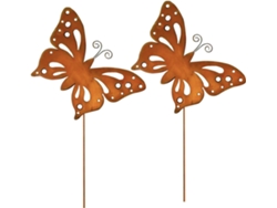 Líneas De Jardín, 2 Mariposas De Metal Oxidadas