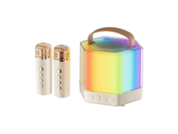 Juego de altavoces inalámbricos con micrófono dual RGB, luz ambiental y altavoz portátil para exteriores y hogar.