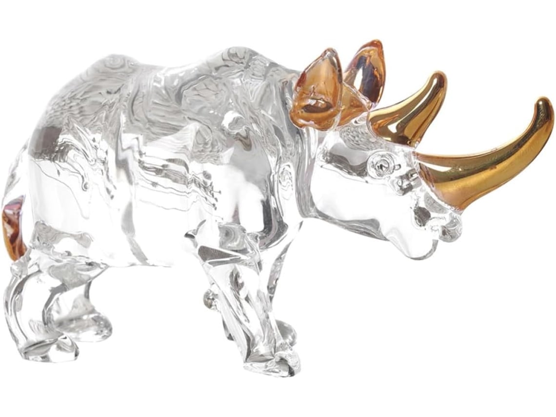 Figura Decorativa Compacta Rinoceronte Cristal Decoración Hogar Escultura Elegante Artística Oficina