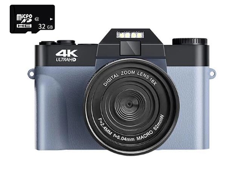 Cámara digital EZII DC08 4K F2.4 16X multiplicación Pantalla de 3 pulgadas Regalo de cumpleaños gris 32G