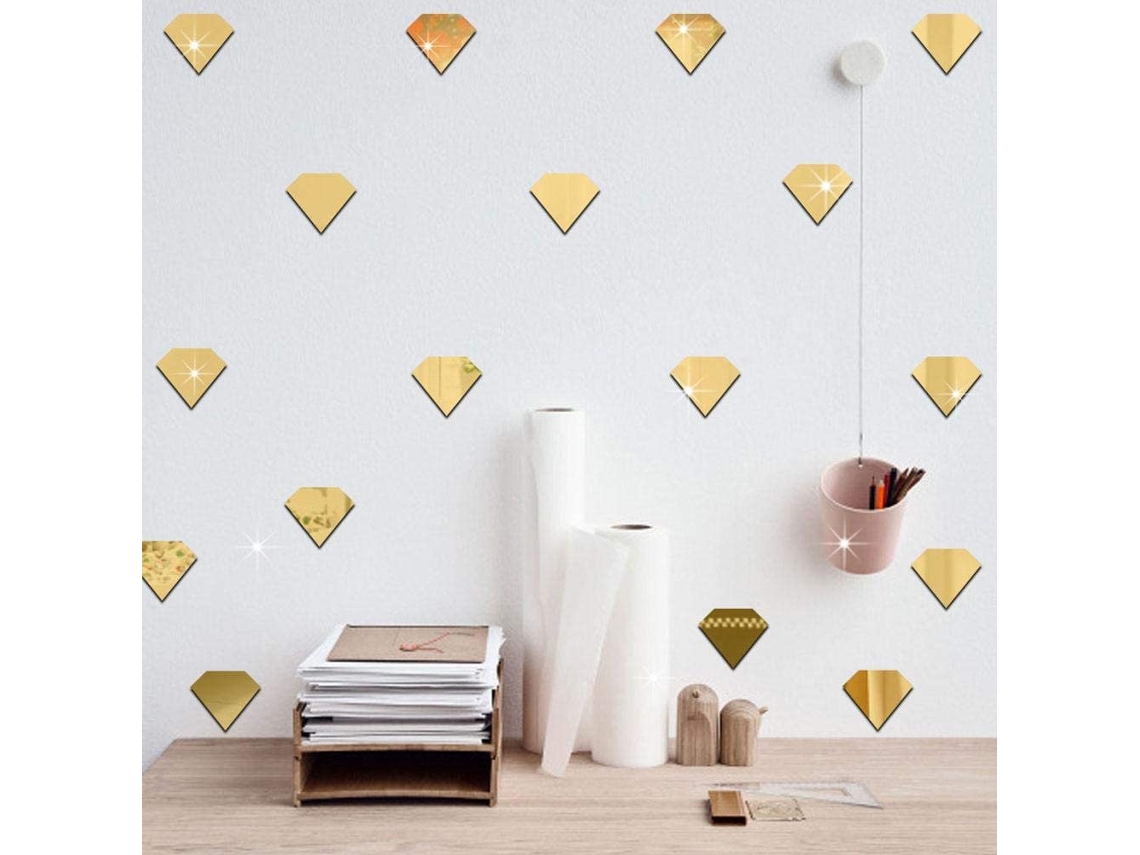 Baok - Hermosos adhesivos de pared para la decoración del fondo de la pared del dormitorio y la sala de estar (Diamante dorado)