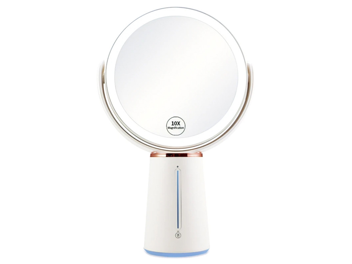 Espelho De Maquiagem Com Luz, Dois Lados, Ampliação 1x/10x, 10 Níveis De Brilho, Recarregável, Giro 360°