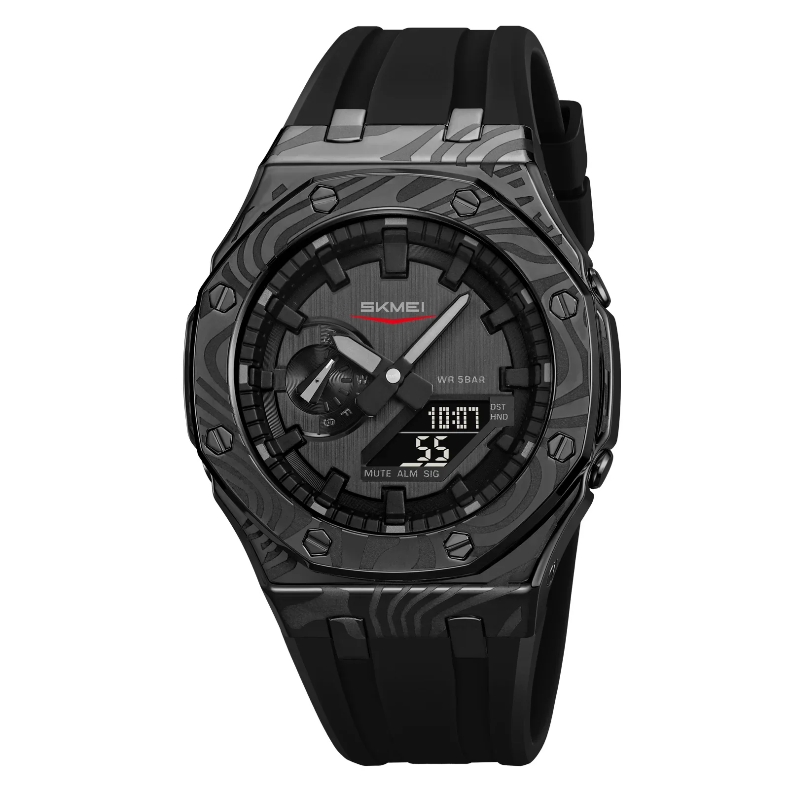 Reloj De Cuarzo Resistente Al Agua Con Pantalla Luminosa De Dos Dígitos, Calendario Y Cronómetro Analógico (negro).