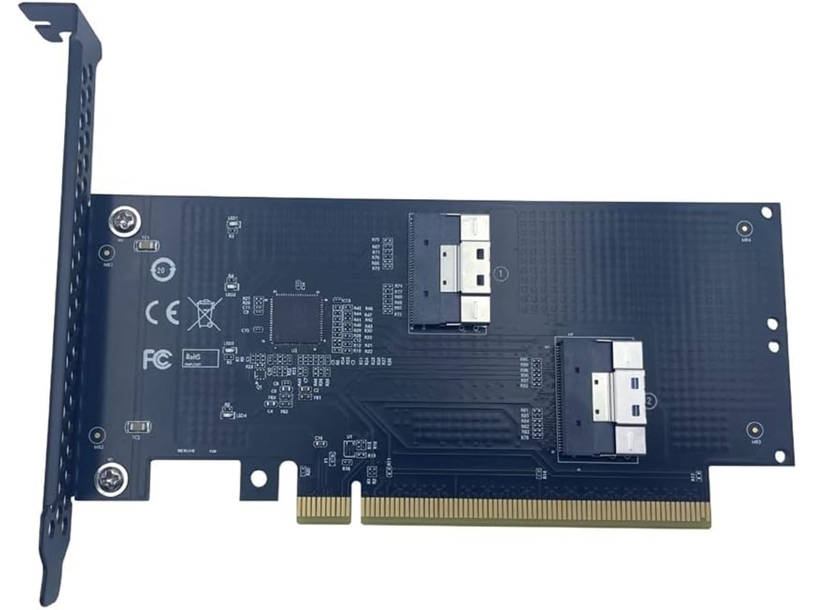 Tarjeta Adaptadora Slimsas Sff 8654 A Pcie 4.0 De 2 Puertos 16x