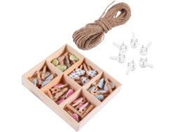 Juego de 30 pinzas para fotos con forma de corazón, ligeras, fáciles de transportar, hechas de madera, decoración creativa, GOKOCO