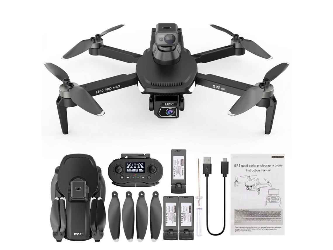 Drone Szsmart L500 Pro Max (dobrável, Sensor De Obstáculos, Gps, Câmara 1080p, Motor Brushless, 3 Baterias, Bolsa) - Preto