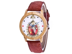 Reloj De Pulsera Analógico De Cuarzo Con Dial Redondo Y Patrón Retro De Halloween Marrón