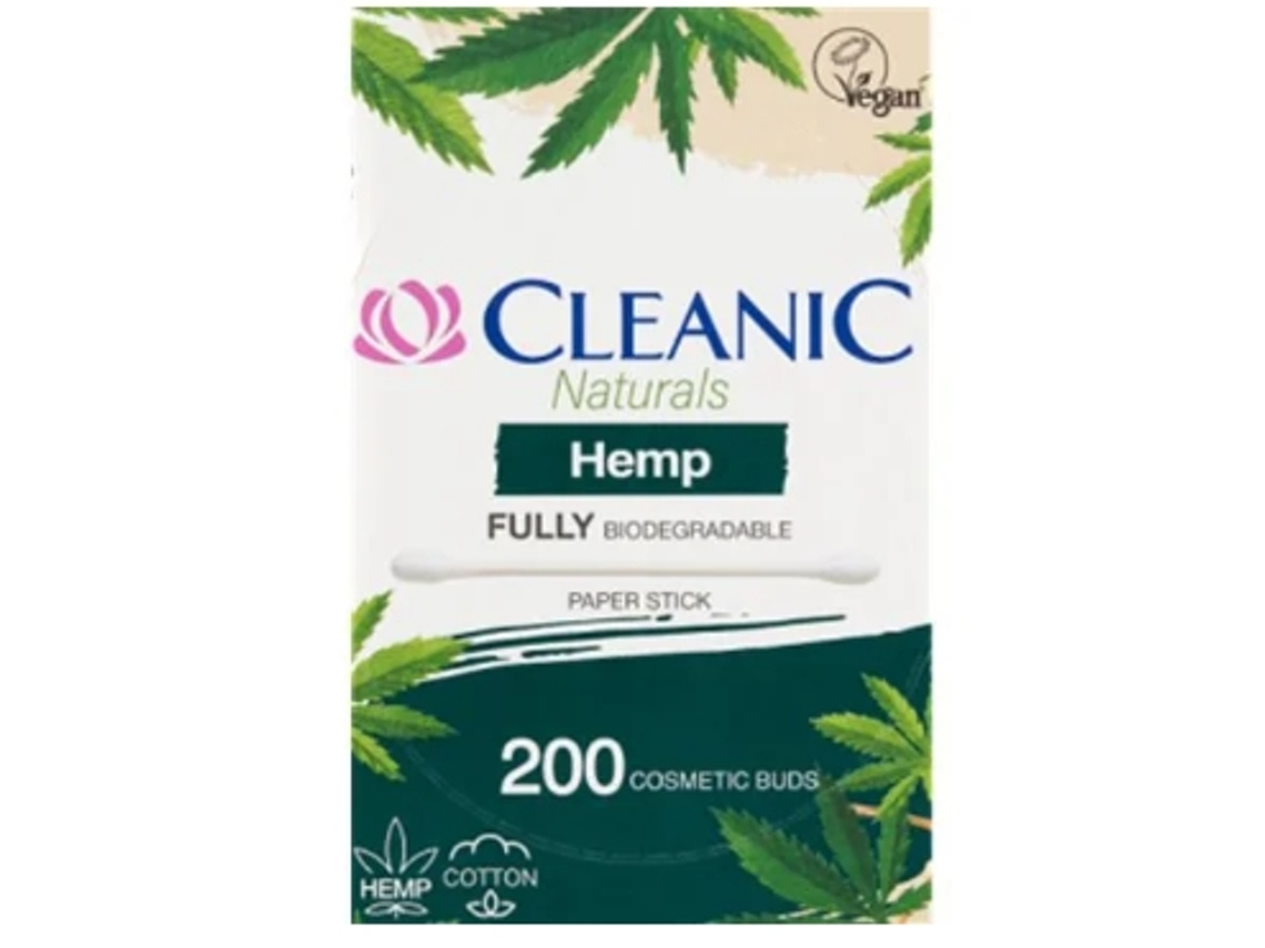 Bastoncillos higiénicos de cáñamo Cleanic Naturals, 200 unidades