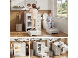 Mueble Baño Con Lavabo Led, Gran Almacenaje Y Vidrio En Relieve - Blanco