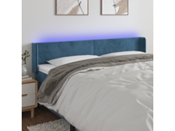 Cabecero Con Led De Terciopelo Azul Oscuro 183x16x78/88 Cm