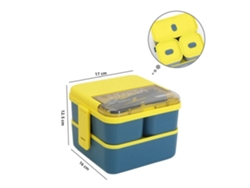 (doble Capa Azul) Lonchera Portátil Con Cuchara Y Tenedor, Apta Para Microondas Y Ecológica.