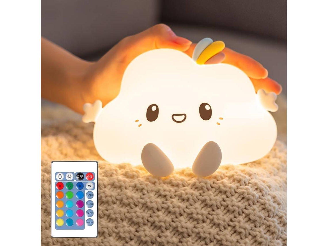 Luz de noche para bebés y niños, luz de nube, recargable (blanca)