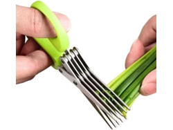Tijeras De Cocina De 5 Capas En Acero Inoxidable - Cortador De Hierbas Y Verduras - Verde