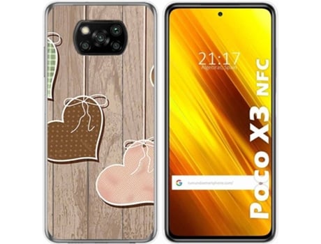 Carcasa Xiaomi POCO X3 NFC / X3 Pro TUMUNDOSMARTPHONE Corazones Madera Multicolor