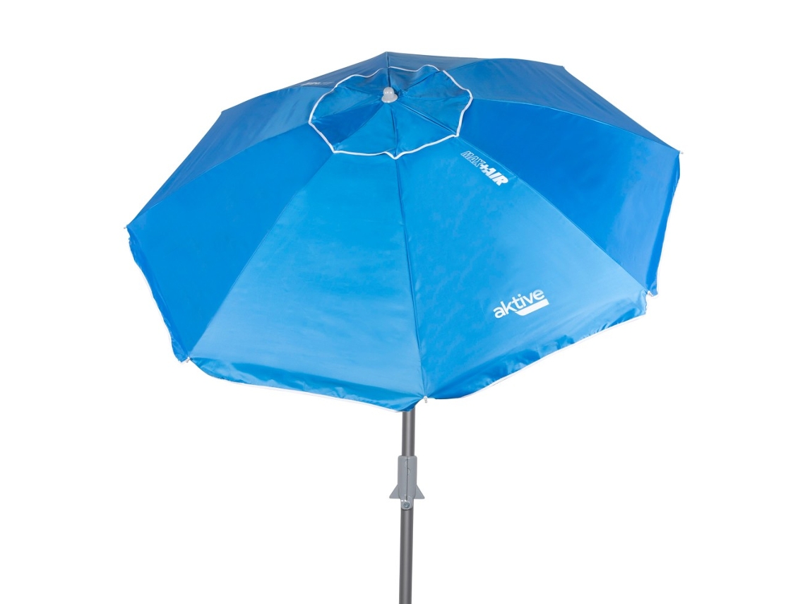 Sombrilla de Playa AKTIVE Antiviento con Mástil Inclinable Azul (Ø190 cm)