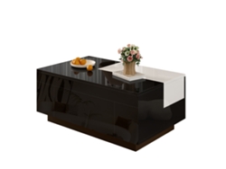 Mesa Centro Alto Brillo Led Extensible Blanco Negro Almacenamiento Oculto 16 Colores