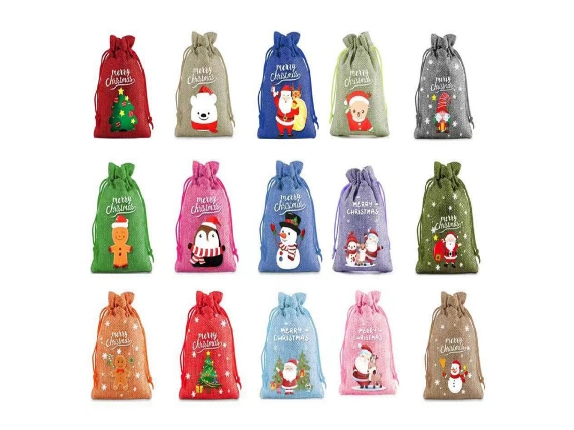 Bolsas de yute para regalo de Navidad 15 piezas