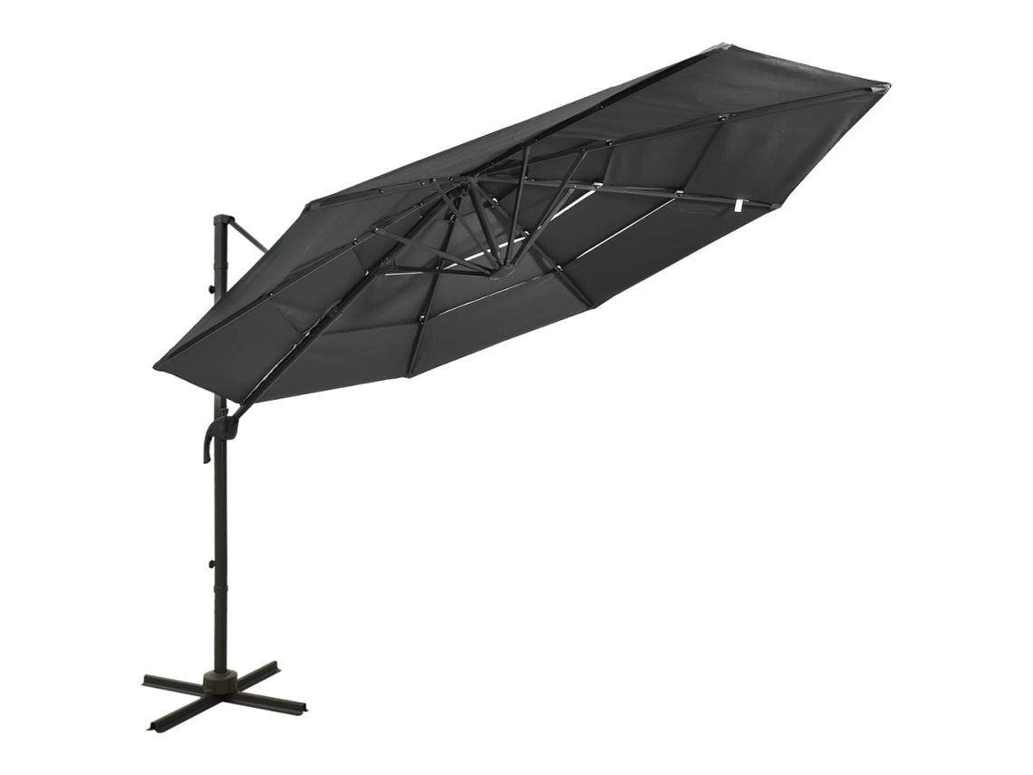 Parasol de 4 Camadas con Poste de Aluminio 3 x 3 m Antracite