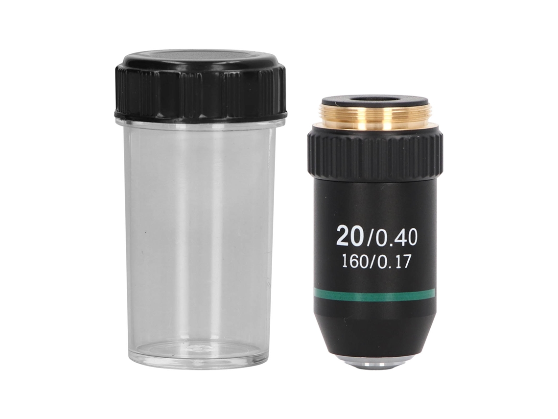 NEVEANCE Lente Objetivo Microscopio 20X Acromática en Latón Cromado Interfaz 20,2mm
