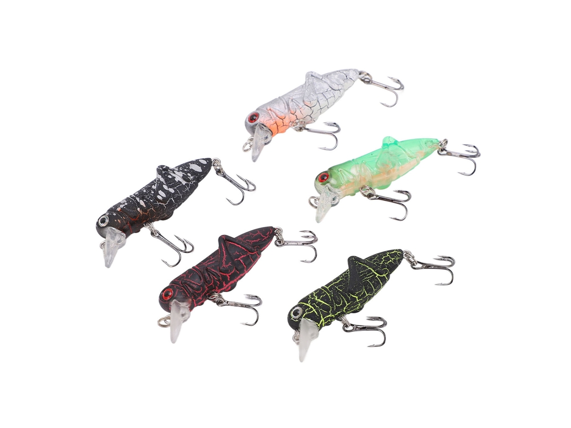5 Unidades 5,5 Cm/3,3 G Iscas De Pesca Artificiais De Inseto Grasshopper Minnow De Bico Duro