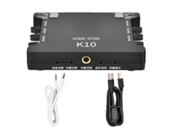 Conjunto De Tarjeta De Sonido Externa Usb K10 Para Tableta Ktv, Micrófono Universal, Color Negro
