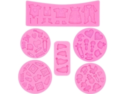 Moldes De Silicona Para Pasteles, 6 Piezas, Estilo Infantil Adorable, Para La Decoración De Fiestas De Cumpleaños Infantiles.