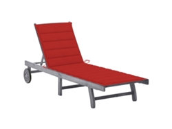 Tumbona de jardín Mueble para patio Asiento de jardín con cojín madera maciza de acacia gris